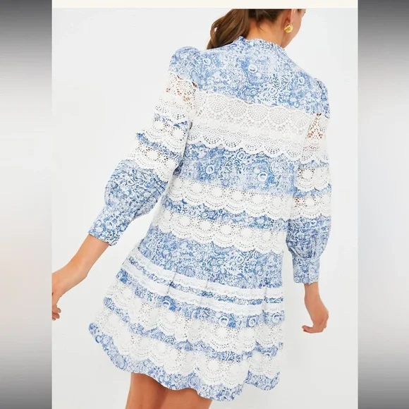 HYACINTH HOUSELace Trim Blue Etched Floral Emmie Mini Dress - threedaughtersproperties.com HYACINTH HOUSELace Trim Blue Etched Floral Emmie Mini Dress - threedaughtersproperties.com